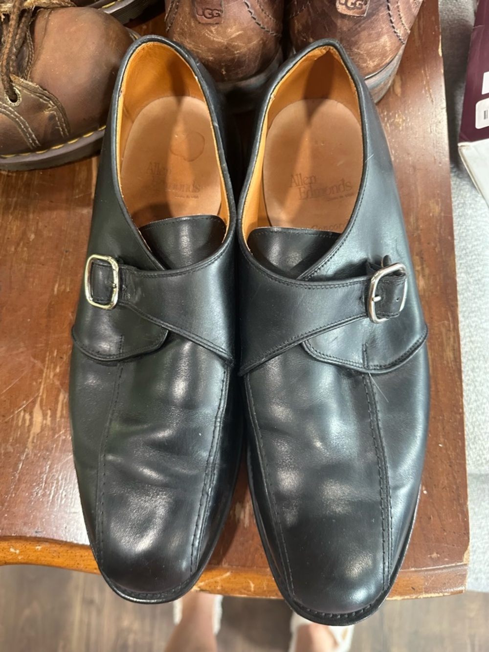 Allen Edmonds Black Leather Double Monk Strap Dress Shoes